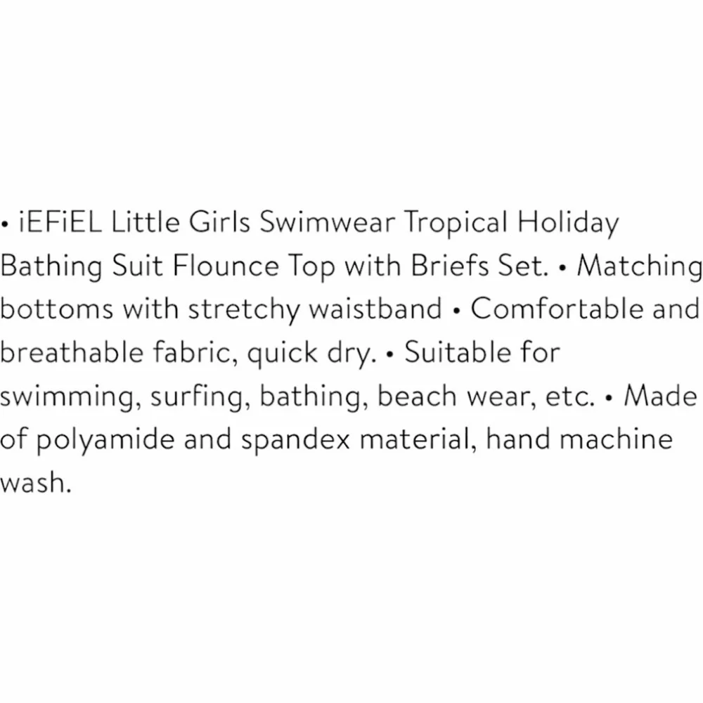 Iefiel Girls Med Swimsuit Tankini Tropical Palm Flounce Top Brief Blue Purple